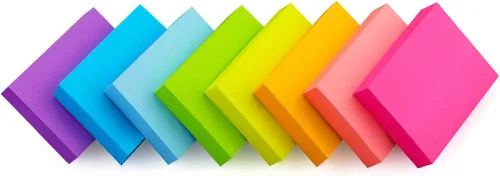 Vista 2 de Notas adhesivas de 3 x 3 y 1.5 x 2 pulgadas, 16 blocs en total, 90 hojas/bloc, 8 colores brillantes