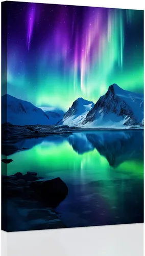 Vista 8 de CCWACPP Lienzo decorativo para pared, diseño de auroras boreales, impresiones de naturaleza, paisaje, nieve, montaña, decoración para sala de estar