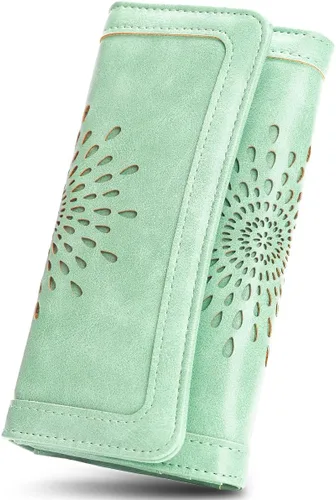 Vista 7 de Aphison - Cartera larga de cuero suave RFID para mujer, con caja de regalo