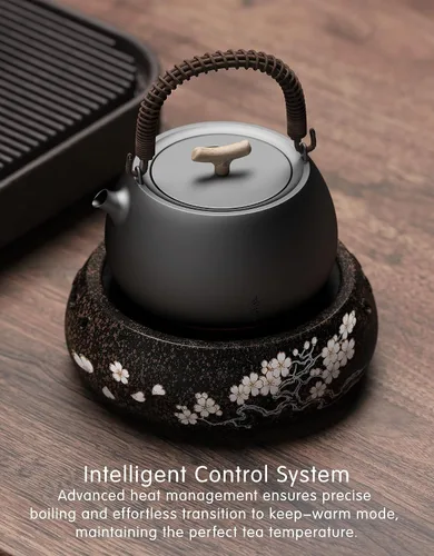 Vista 4 de TMASTER Placa eléctrica de 1200 W, placa caliente redonda de cerámica, estufa portátil de cocina, calentador eléctrico para hervir, hacer té, café