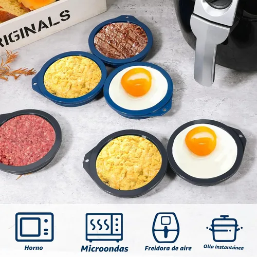 Vista 5 de Webake Moldes de Huevo de Silicona para Freidora de Aire de 4 pulgadas para Hornear, Moldes de Huevo Antiadherentes para Microondas Mini Panqueque