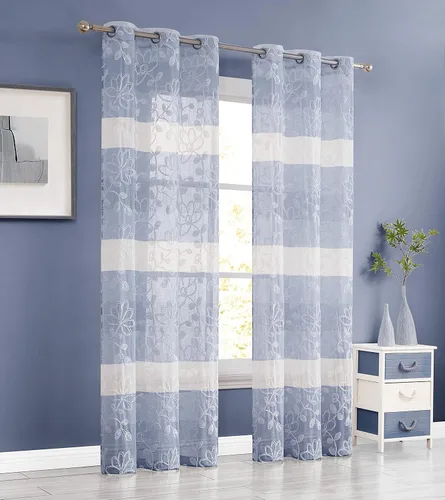 Vista 7 de Dainty Home Caroline - Par de paneles de ventana de chenilla bordados florales de 76 x 84 pulgadas, color plateado