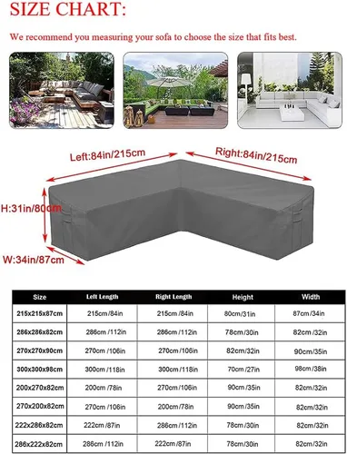 Vista 3 de Fundas de sofá impermeables 420D para muebles de patio, jardín, sofá seccional, resistente a la intemperie, resistente, protector en forma de L