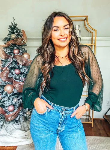 Vista 6 de DOROSE Camisas de manga larga de malla para mujer, blusas informales