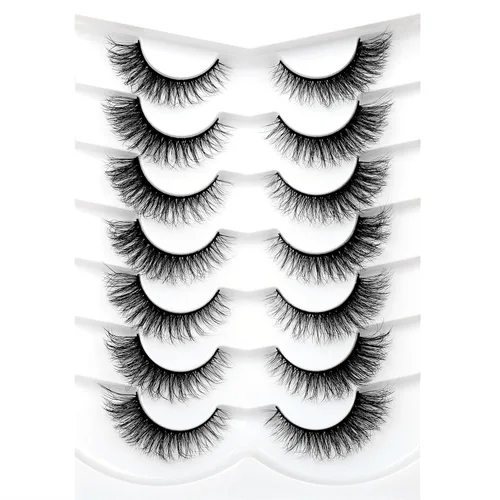 Vista 63 de Pooplunch - Pestañas postizas estilo ojo de gato, extensión de volumen 8D natural, finas, cortas, de visón sintético, tiras de pestañas postizas