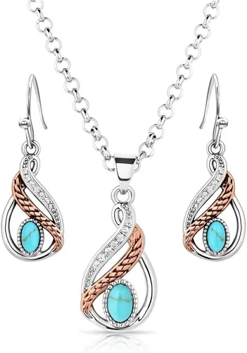 Vista 18 de Montana Silversmiths Conjunto de joyería de estilo occidental con turquesa elaborada a mano: aretes y collar