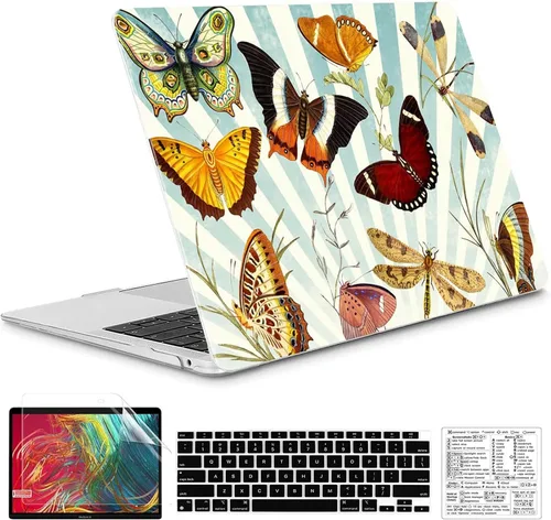 Vista 14 de Funda compatible con MacBook Air de 13 pulgadas 2022, 2021-2018 A2337 M1 A1932 A2179, carcasa de plástico duro duradero, cubierta de teclado