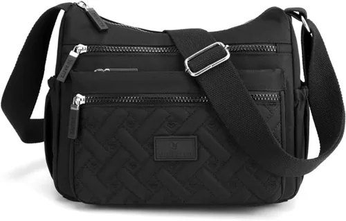 Vista 10 de Bolso cruzado para mujer, multibolsillo, de nailon, impermeable, ligero, casual, bolso de hombro