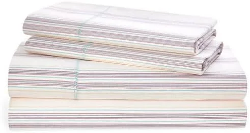 Vista 3 de Lauren Ralph Lauren Claudia Stripe - Juego de sábanas Queen (4 piezas, diseño de rayas rosadas sobre crema)