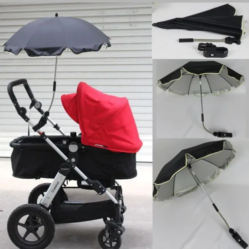 Vista 2 de Paraguas para sombrilla y sombrilla, cubierta de toldo de lluvia para cochecito de bebé, silla de ruedas, protección contra rayos UV Rosado