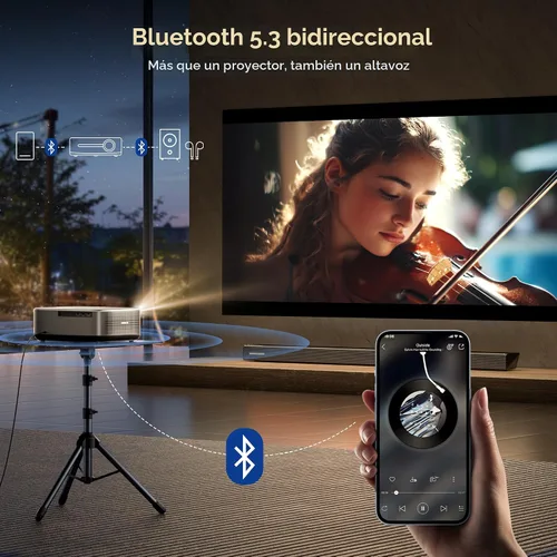 Vista 6 de [Usado] Alvar Smart NetfIix proyector 4K compatible, 2500 ANSI, 50W DoIby Audio Built-in Apps, DoIby Audio & dbx-tv Total Sonics, HDR10, Auto