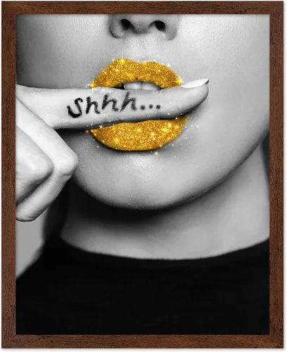 Vista 7 de Poster Master Impresión de labios dorados, póster de mordida de labio, arte moderno y minimalista, regalo bohemio para hombres y mujeres, diseño