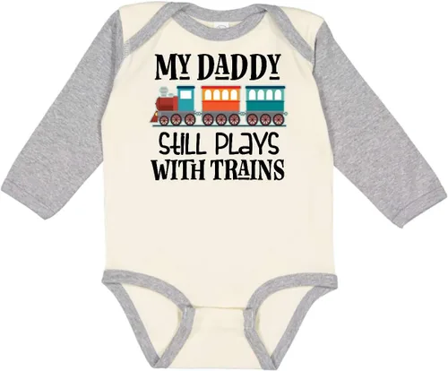 Vista 5 de inktastic Daddy Still Plays with Trains Long Sleeve Creeper