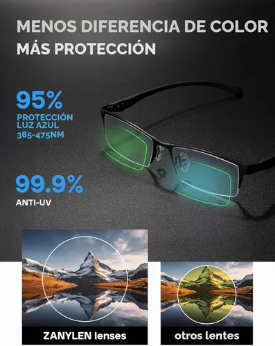 Vista 4 de ZanyLen Blue Light Glasses for Men Semi Rimless Rectangular Computer Glasses