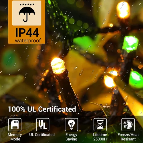 Vista 3 de Luces de Navidad operadas por batería - 132 pies, 300 LED, 8 modos, impermeables para interiores y exteriores, luces de hadas, tiras de luces