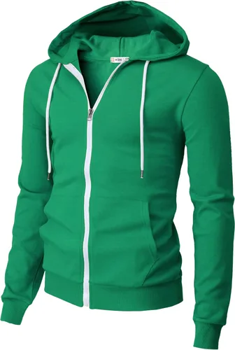 Vista 27 de H2H Sudadera con capucha y cremallera para hombre, ligera, de manga larga, básica, ajustada, de algodón, con bolsillo Cmohol048-gris