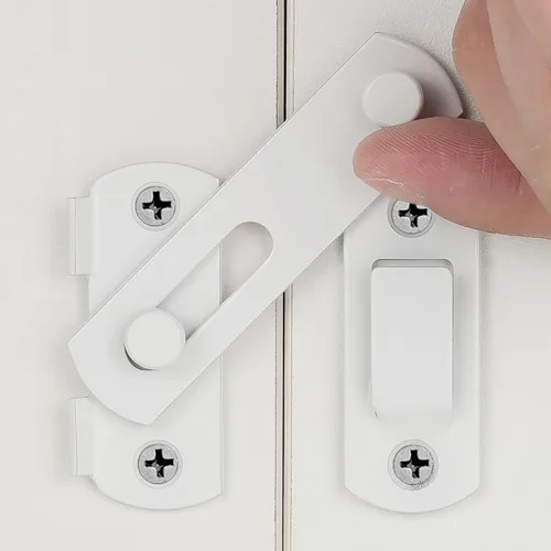 Vista 20 de 3 paquetes de pestillos de puerta abatible, 3.93 x 2.75 pulgadas, cerradura de seguridad negra para valla de madera de granero, puertas francesas