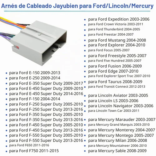 Vista 3 de Arnés de cableado de radio de 24 pines para Ford Mercury Lincoln 2006-2012 Aftermarket 16Pin ISO Stereo Connector Wire Adapter Compatible with
