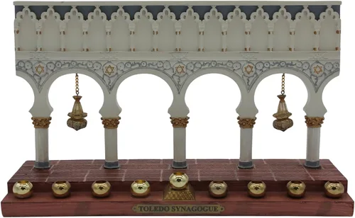 Vista 41 de Majestic Giftware Menorá de Janucá chapada en plata con diseño de cuentas (MN-HA123) Compatible con velas estándar de Janucá Calidad duradera