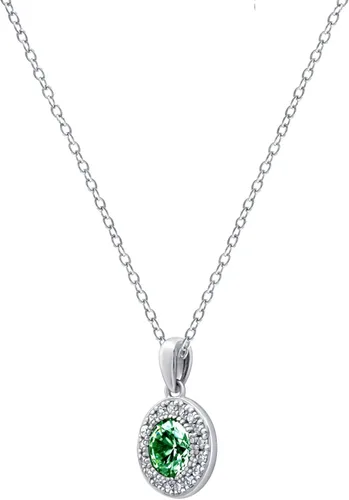 Vista 3 de Tienda Collection Platinum Plated Sterling Silver Halo Pendant Necklace set with Round Cut Infinite Elements Cubic Zirconia