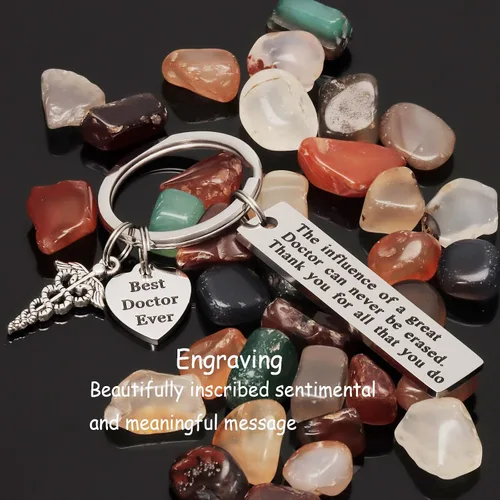 Vista 3 de Kivosliviz Llavero de regalo para hombres, mujeres, médicos, llavero para el día del médico, joyería con dije de Dr