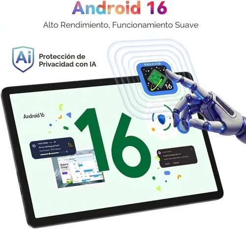 Vista 2 de Tablet Android 16 2026, tableta Android con bolígrafo y teclado, Gemini Ai, 24 GB +256 GB/2 TB, cámara AI de 8 MP, Widevine L1, carga rápida, 2 en 1
