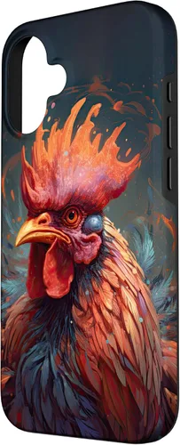 Vista 2 de iPhone 16 elegante diseño de amantes del gallo salvaje caso de gallo