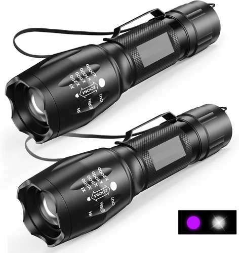 Vista 7 de Linterna UV MOWETOO con luz negra de 395 nm y luz blanca