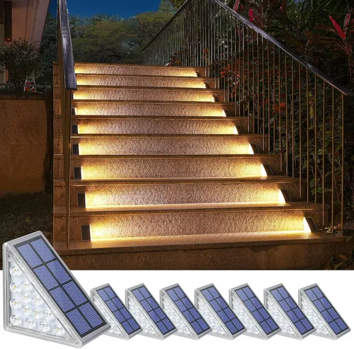 Vista 16 de NIORSUN Luces solares, impermeabilidad IP67, encendido/apagado automáticos, para escalones exterior, escalera, patio, porche, puerta delante, acera