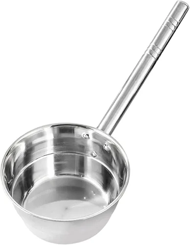 Vista 5 de Cucharón de sopa de 10 pulgadas de acero inoxidable con mango largo para cocina, restaurante, uso comercial