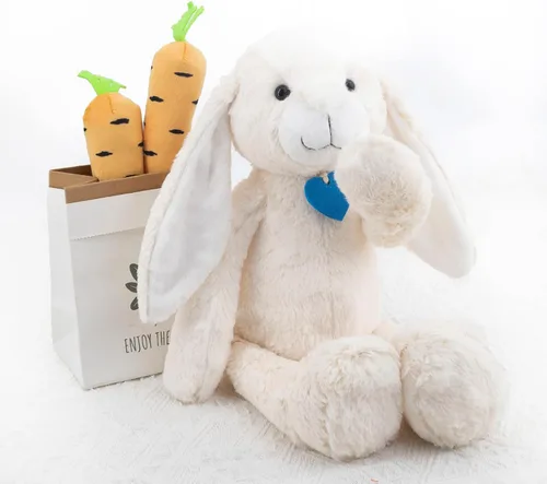 Vista 4 de Animales de peluche de conejo, rellenos de cesta de Pascua, bonito conejo para dormir, regalos abrazables para niños, 18.5 pulgadas