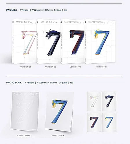 Vista 2 de K-POP BTS - MAP of The Soul : 7, Version 3 Cover incl. Album, Folded Poster, Extra Photocards Set