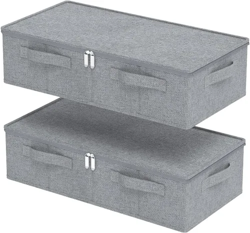 Vista 9 de Contenedor de almacenamiento debajo de la cama, contenedores plegables debajo de la cama, organizadores de armario con tapa para organizar ropa