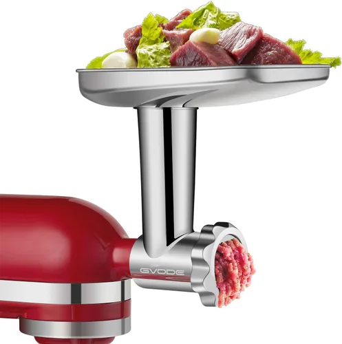 Vista 7 de Accesorios de acero inoxidable para molinillo de alimentos para batidoras de pie KitchenAid, incluyendo relleno de salchichas, acero inoxidable