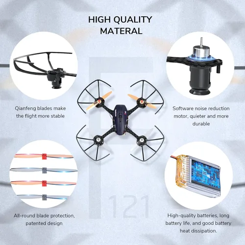 Vista 7 de Radiolink F121 FPV Mini RC Drone RTF con cámara para adultos y niños principiantes, cuadricóptero RC cepillado de 4.764 in, 2 baterías con estuche