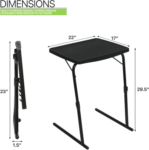 Vista 3 de Magshion Bandeja de TV inclinable ajustable de 22 pulgadas, mesa para cena en cama o sofá, cómoda mesa negra plegable con 3 ajustes de ángulo
