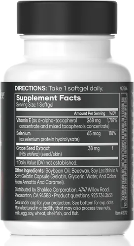 Vista 2 de Shaklee - Vita-E® 400 UI - Vitamina E con Selenio - 90 cápsulas blandas