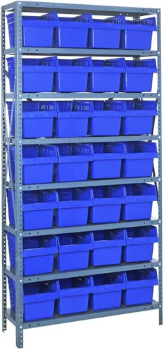 Vista 116 de Quantum QSBU-245BK Heavy Duty Shelving Unit with (7) Shelves and (24) QUS245 Black Bins for Garage Warehouse Storage Distribution 400 lb Load