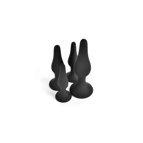 Vista 2 de Plug Anal VSCNOVELTY Negro Silicona Set 4 Piezas