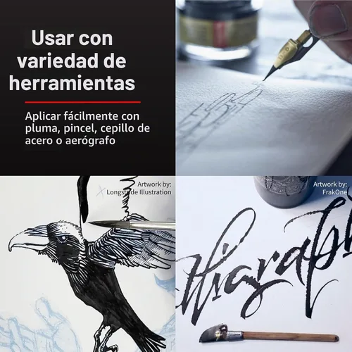 Vista 5 de Speedball Tinta Super Black India, 2 onzas
