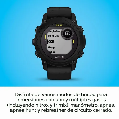 Vista 4 de Garmin Descent™ G1 Solar, Computadora de Buceo Resistente con Capacidades de Carga Solar, Múltiples Modos de Buceo, Seguimiento de Actividad, Negro