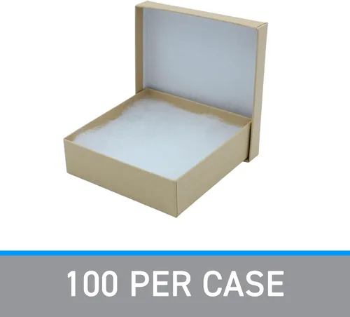 Vista 6 de SSWBasics Cajas de regalo de dos piezas de papel kraft rellenas de algodón, 3 x 3 x 1 pulgada (caja de 100), hechas de material 100% reciclado