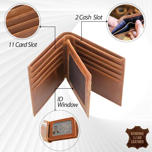 Vista 14 de Billeteras de cuero personalizadas para él, novio, marido, hombre, hijo, billetera plegable grabada para hombres, billeteras, regalo de hombre