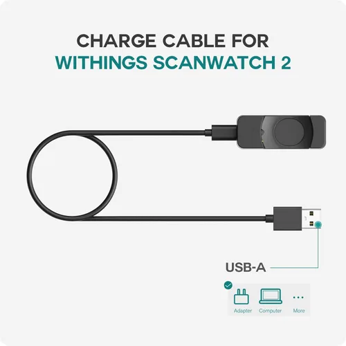 Vista 2 de TUSITA Cable cargador compatible con Withings Scanwatch 2 Scanwatch Light Smart Watch - 1M