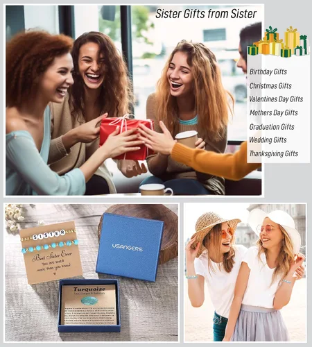 Vista 6 de USANGERS Juego de pulseras con cuentas para mujeres, adolescentes, niñas, regalos únicos para su madre, hija, hermana, amiga, esposa, abuela