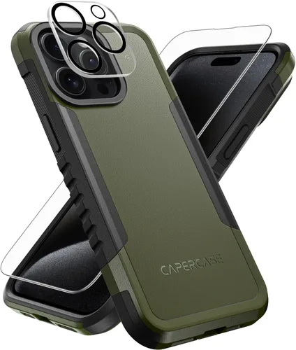 Vista 8 de Funda resistente para iPhone 15 Pro Max de 6.7 pulgadas con 2 protectores de pantalla + protectores de lente de cámara