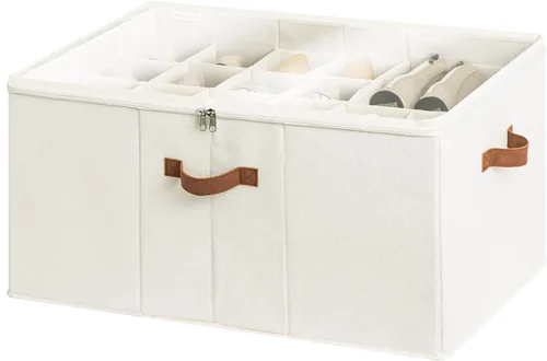 Vista 25 de Organizador de zapatos StorageWorks para clóset, cabe hasta 16 pares, contenedores de almacenamiento para zapatos con divisores ajustables y Beige