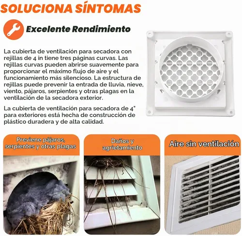 Vista 4 de Beaquicy - Cubierta de ventilación de secadora de 4 pulgadas - Tapa de escape blanca para exteriores con pantalla de protección de plagas integrada