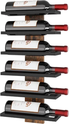 Vista 17 de Hoctieon - Estante para vinos de 3 niveles, madera marrón rústica Marrón rústico