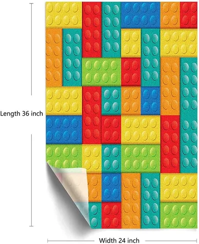 Vista 4 de Película colorida para ventana, película de privacidad, juego de estructura de construcción para niños preescolares con bloques, calcomanías